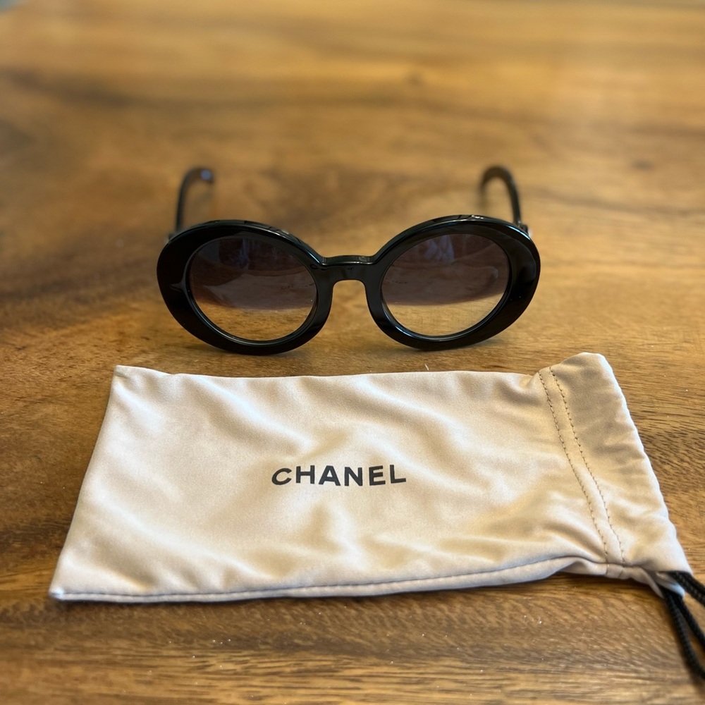 Chanel Limited Edition Runway Collection Round Half Tinted Sunglasses